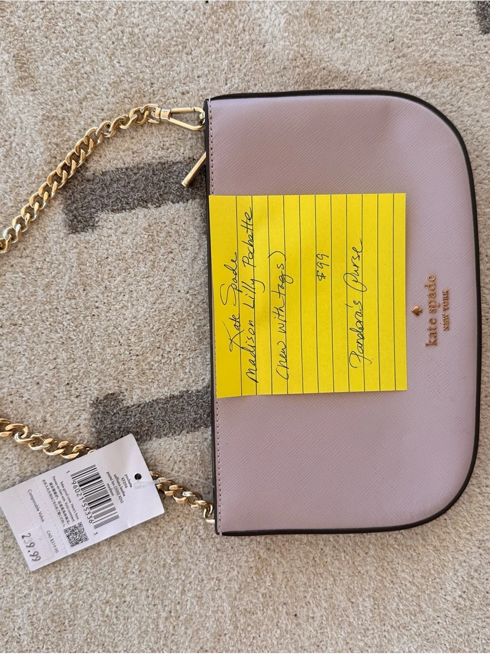 kate spade lavender Leather Crossbody with Gold Chain